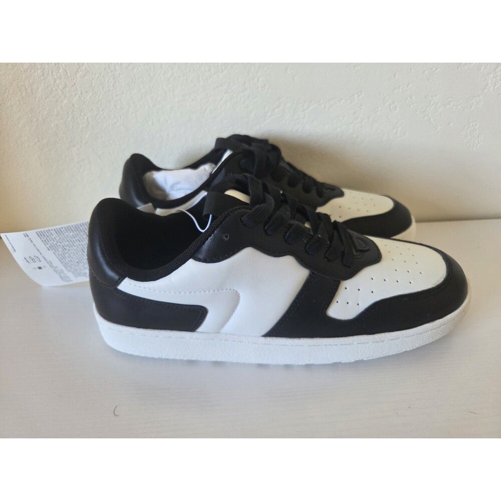 Amazon Essentials Men's Black White Lace-Up Breathable Athletic Sneakers